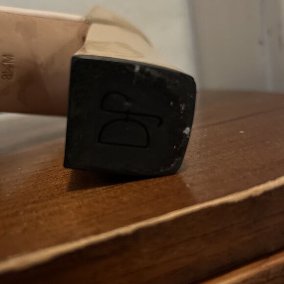 DONALD PLINER Black & Tan Sandals 4” Block Heel . Zip Back Sz 8.5 Formal Patent - Picture 5 of 8